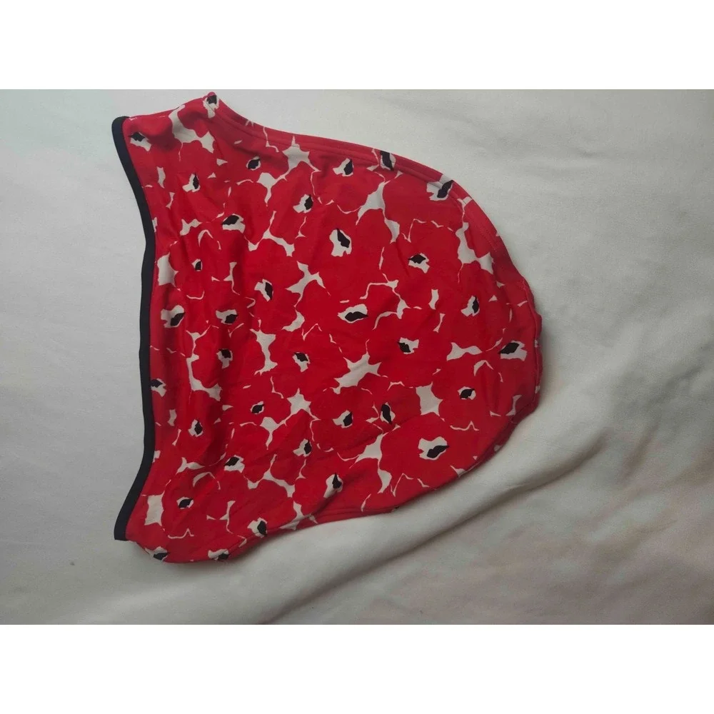 Victoria's Secret High Waist Bikini Bottom Womens Medium Red Floral Knit Swim